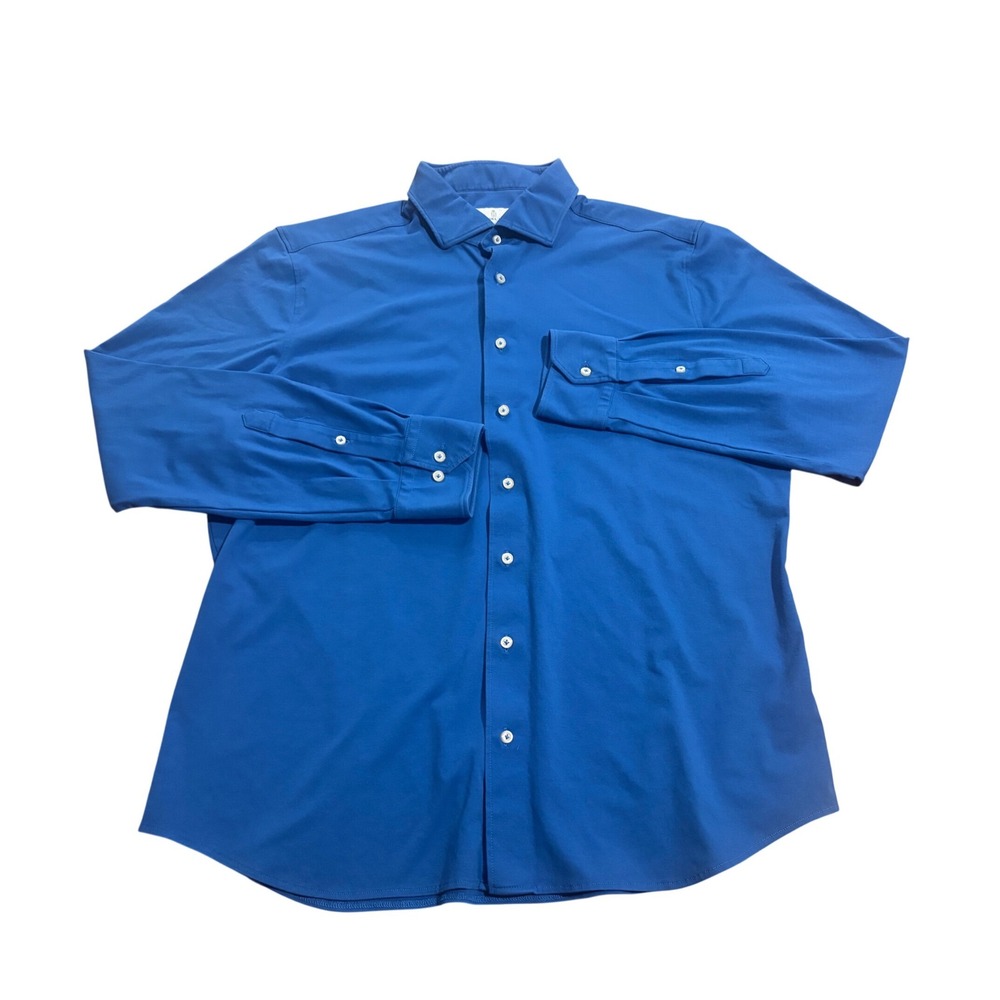 Emanuel Berg Modern Fit Mens Blue Long Sleeve Button Down Dress Shirt XL